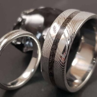 SERPENT acier damassé et anthracite