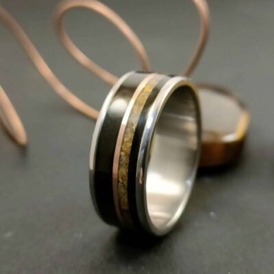 PACCHI KARI titane, ebène, cuivre et oeil de tigre