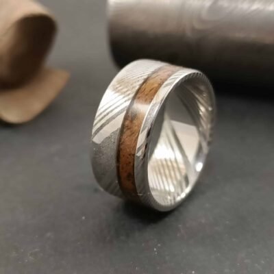 SERPENT acier damassé et noyer